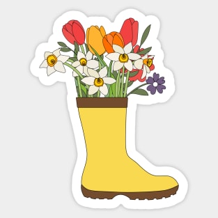 Flowers in rain boots Sticker